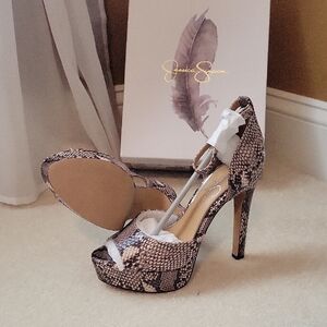 Jessica Simpson Snake Print Peep Toe Heels